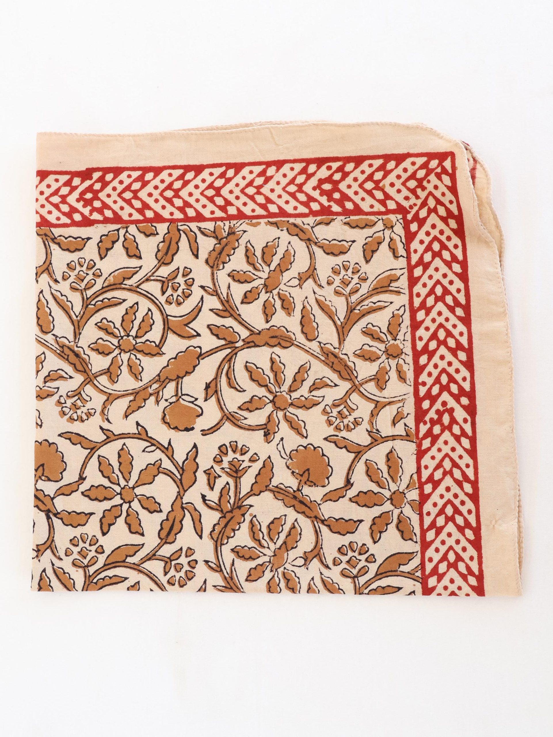 Rust Red Floral Geometric Border Bandana Scarf - Image 2