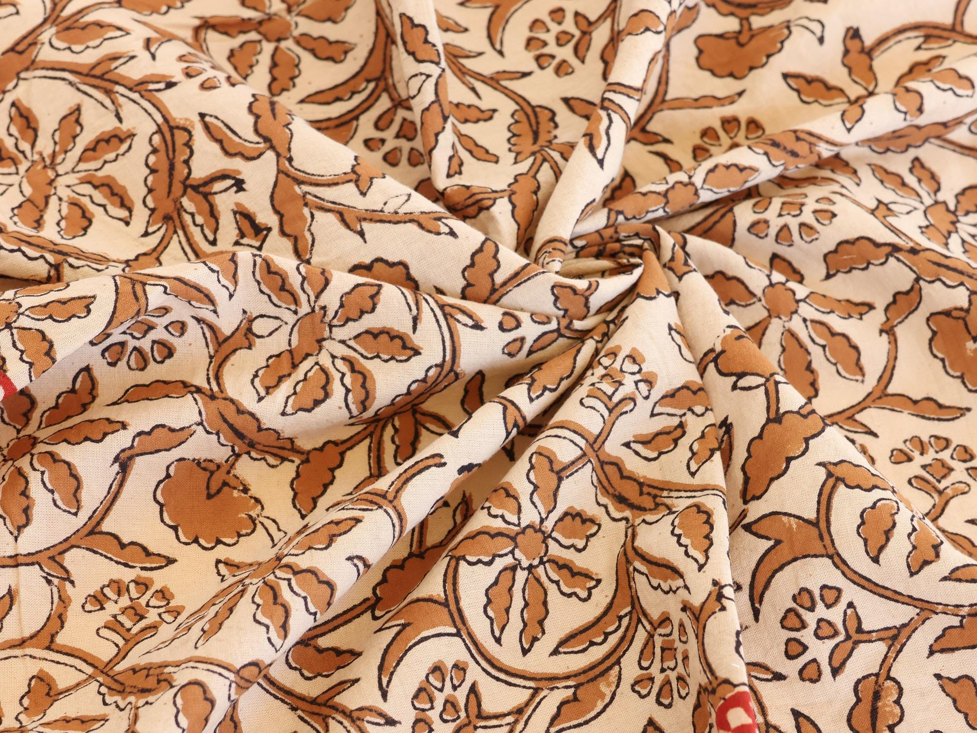 Rust Red Floral Geometric Border Bandana Scarf - Image 6