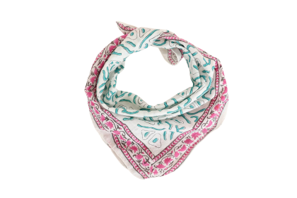 Pink Floral Turquoise Paisley Bandana Scarf