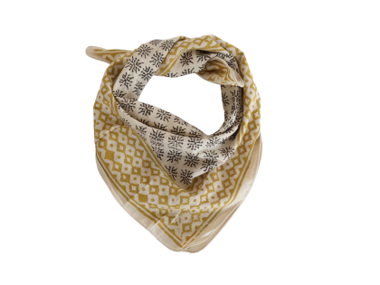 Mustard Geometric Floral Print Bandana Scarf