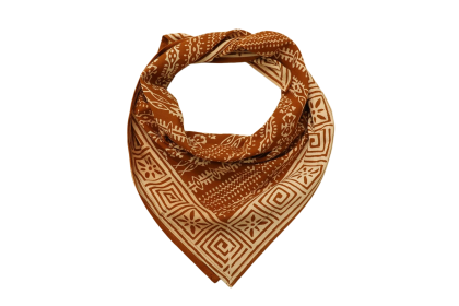 Rust Brown Geometric Tribal Print Bandana Scarf