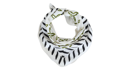 Olive Green Botanical Black Leaf Bandana Scarf