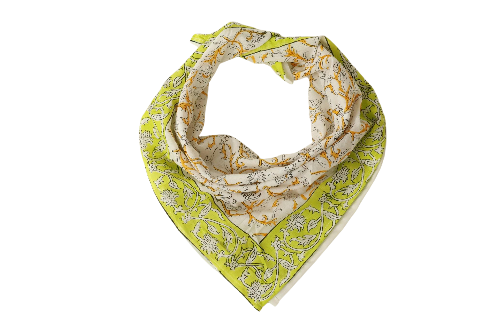 Lime Green Paisley Botanical Bandana Scarf