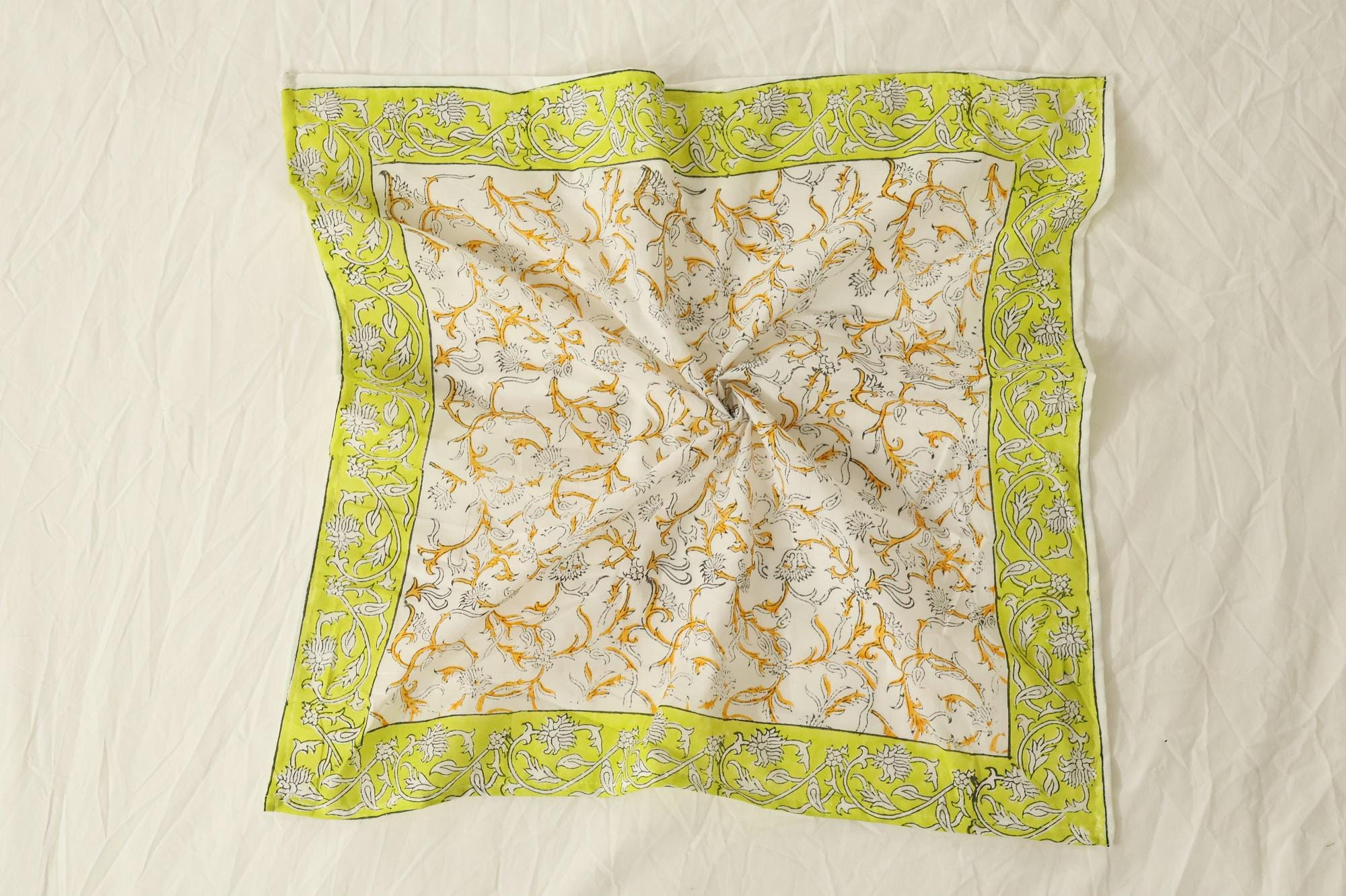 Lime Green Paisley Botanical Bandana Scarf - Image 2