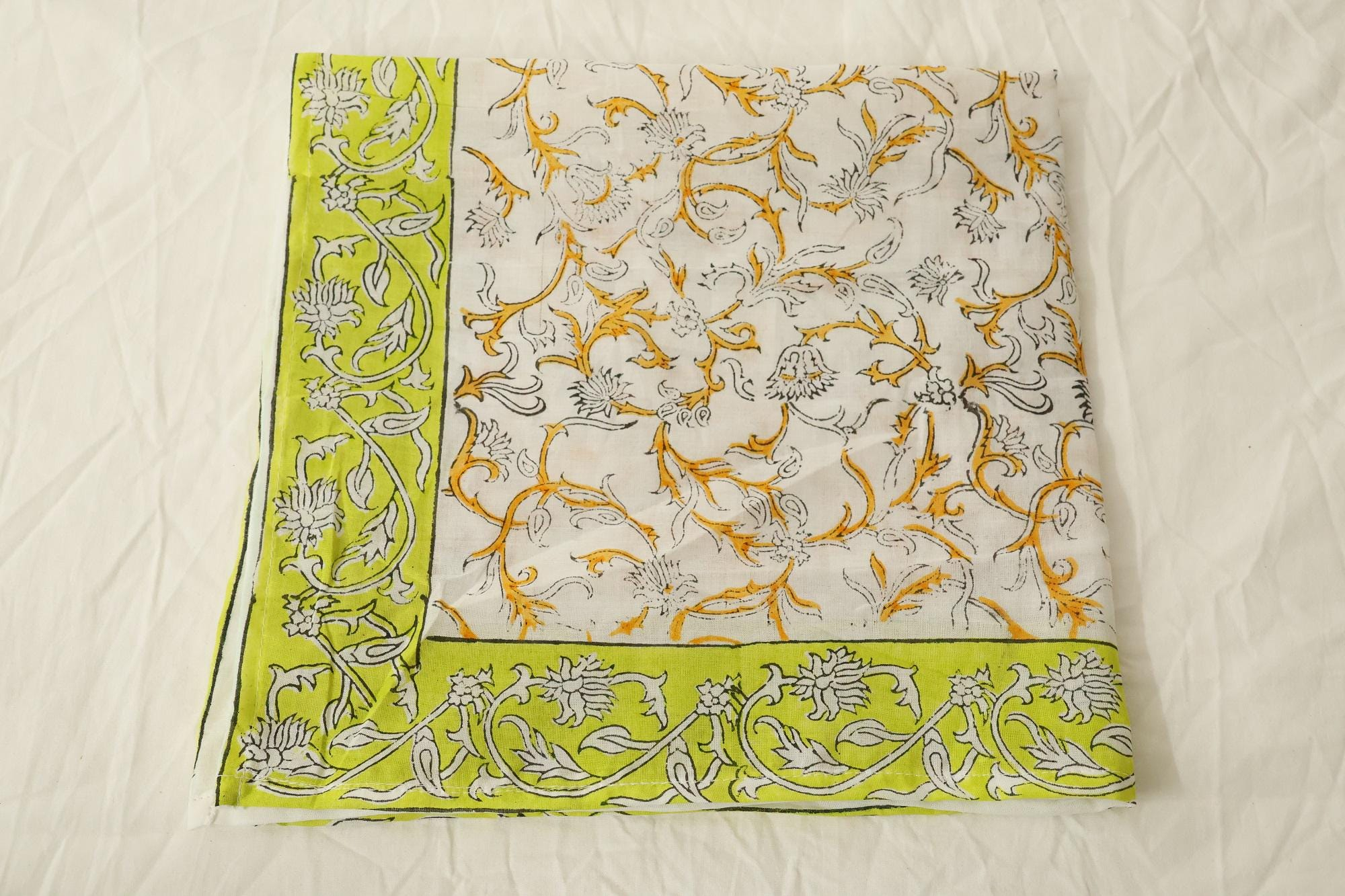 Lime Green Paisley Botanical Bandana Scarf - Image 6