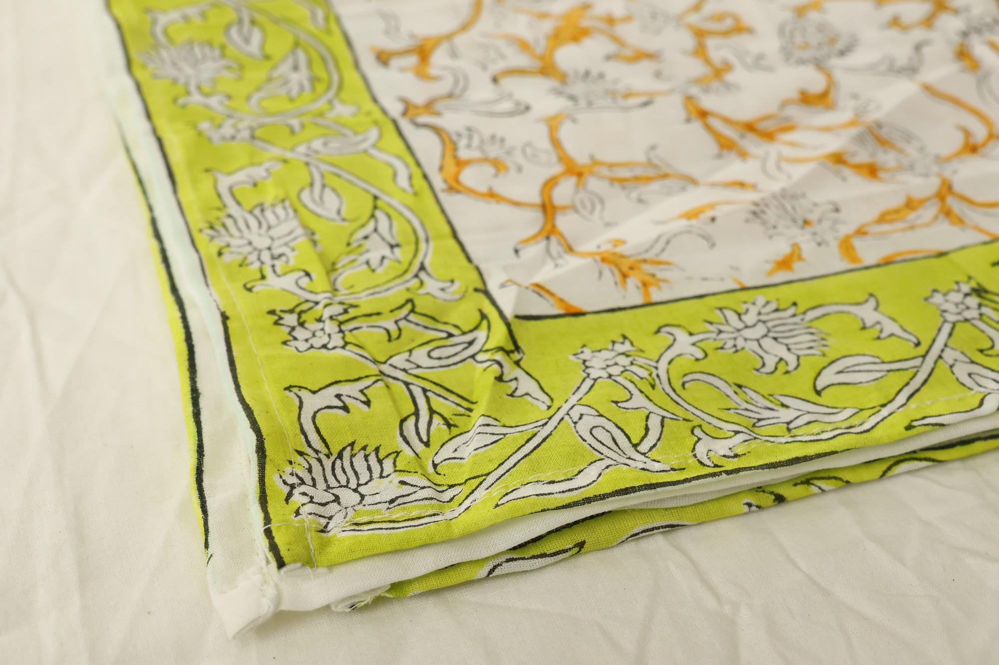 Lime Green Paisley Botanical Bandana Scarf - Image 5