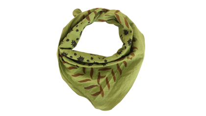 Olive Green Botanical Leaf & Floral Bandana Scarf