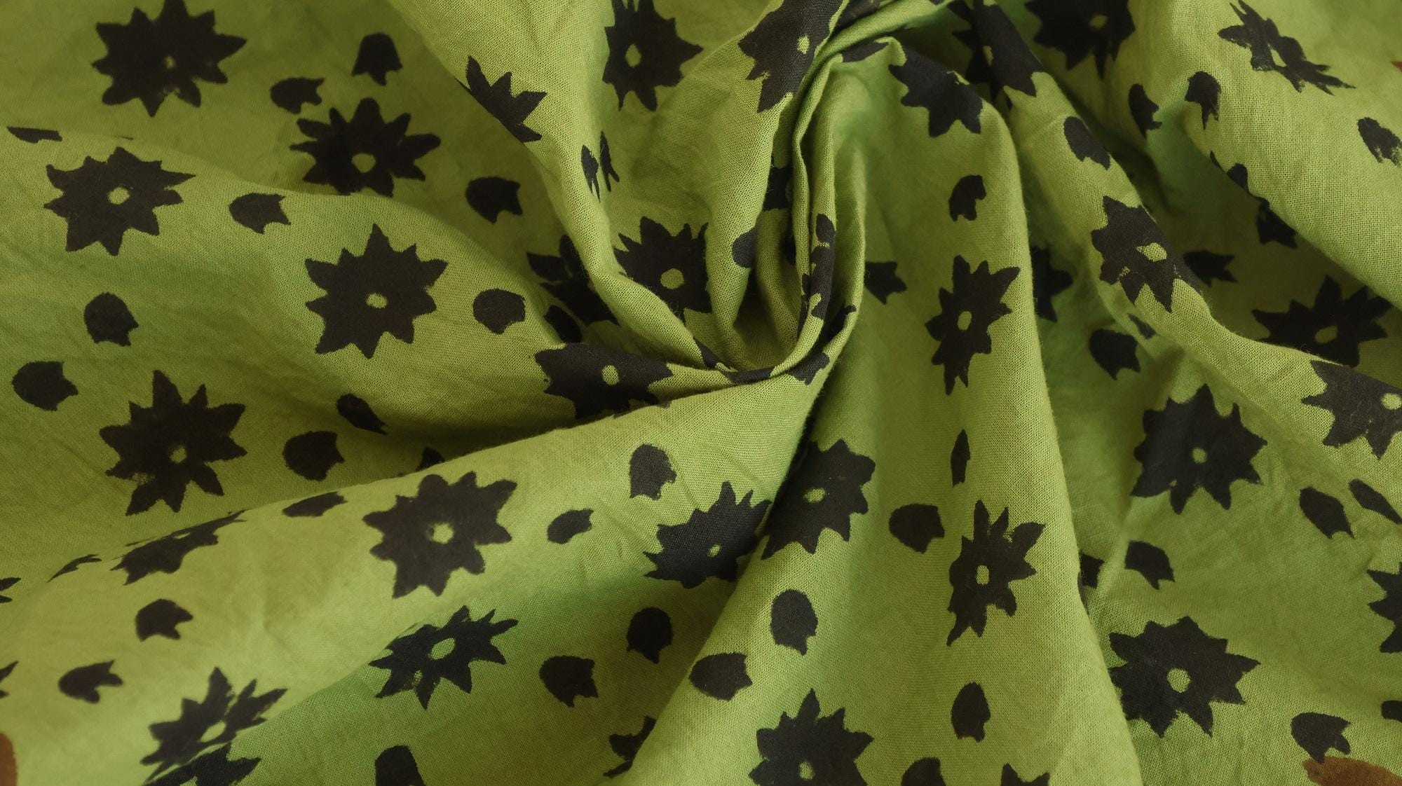 Olive Green Botanical Leaf & Floral Bandana Scarf - Image 3
